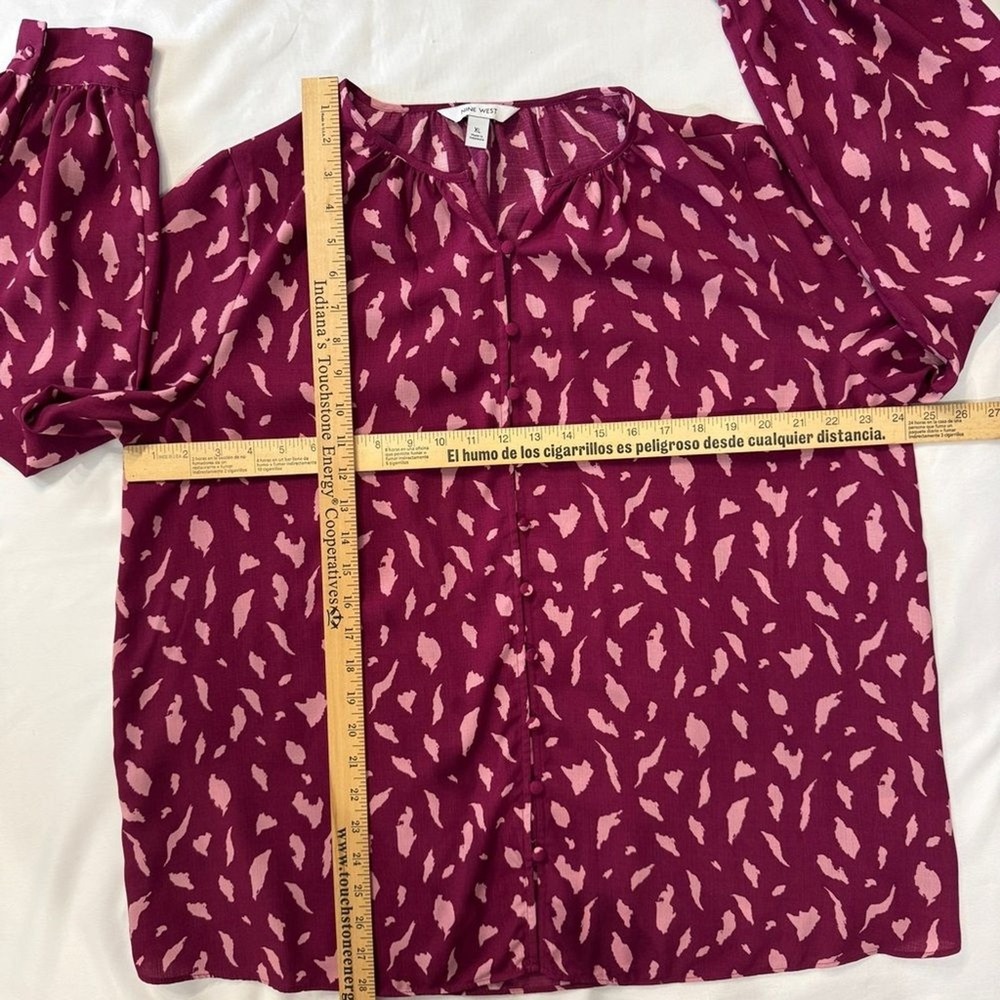 Nine West Purple And Pink Button Up Blouse Top‎ Shirt NWOT XL - Picture 5 of 7